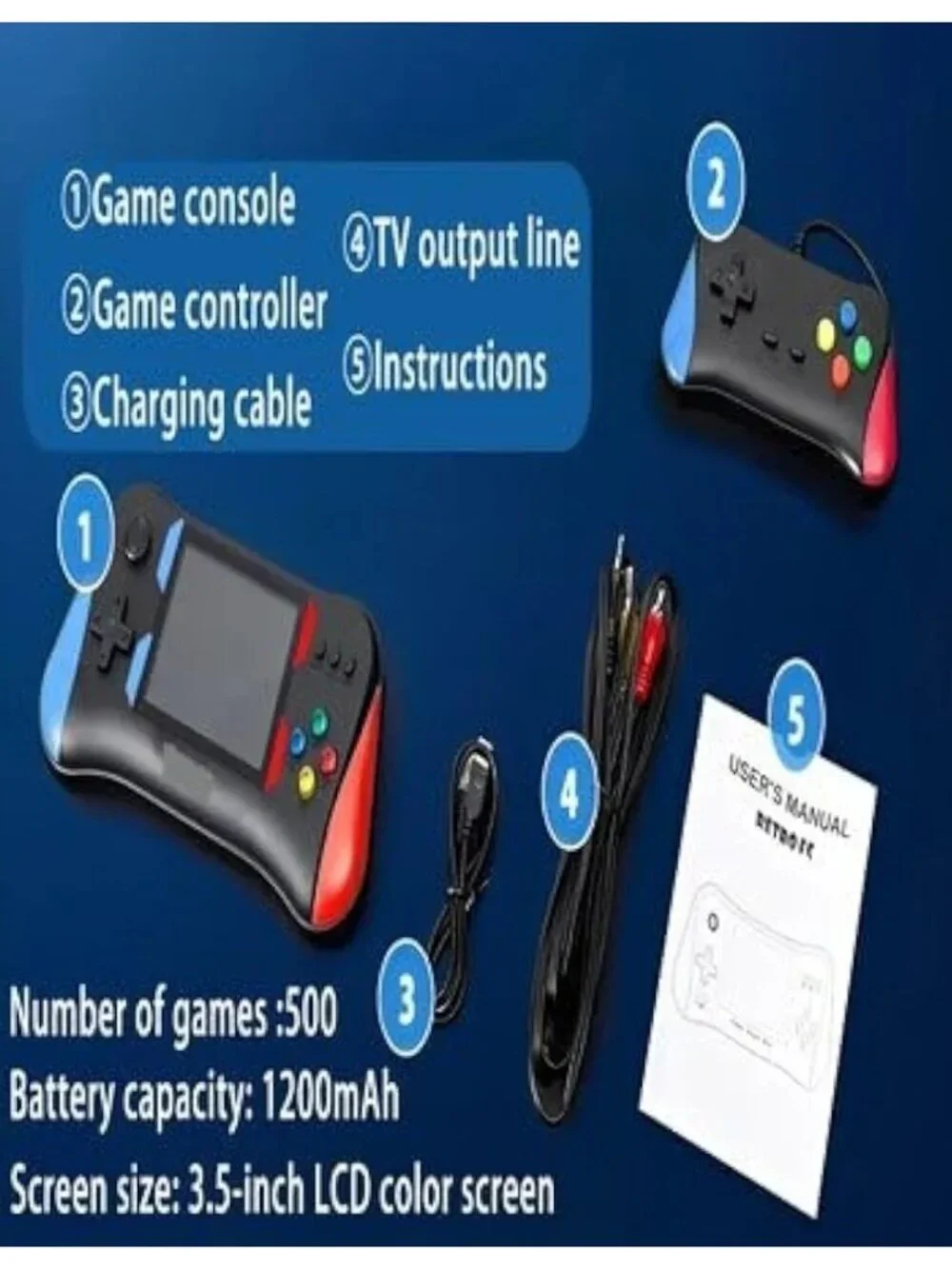 OH YOUTH Joystick 500 in 1 Handheld Console Game Model X7M 3.5 Inch